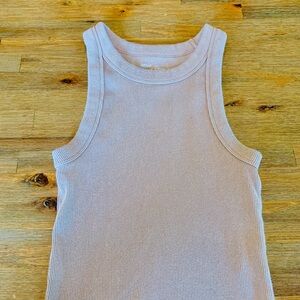 Aerie Ribbed sleeveless light brown cropped tank top shirt